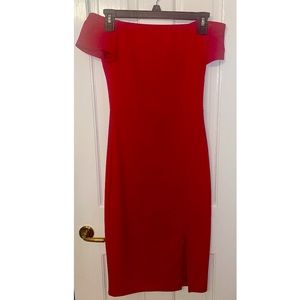 Off the shoulder red dress